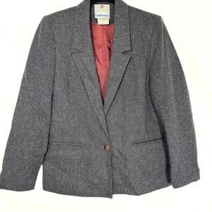 Collegetown Vintage Women’s Wool Blazer Size Small Gray Union Made USA